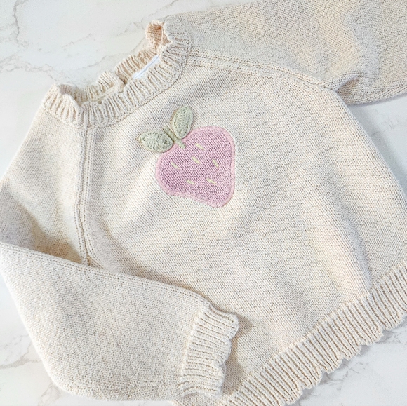 Jamie Kay Audrey knitted jumper - oatmeal marble strawberry, 6-12 months - Picture 2 of 4